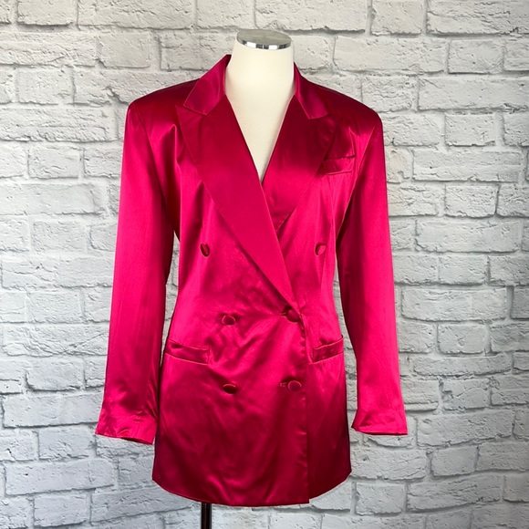 Virginia Slims Jackets & Blazers - Vintage Bright Pink 100% silk trench coat size M